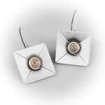 Kolczyki srebrne ze ślimaczkiem z miedzi kwadratowe