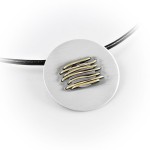 Naszyjnik srebrny z drucikami z mosiądzu okrągły