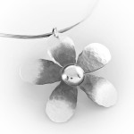 Naszyjnik srebrny piękny okazały kwiat artystyczna biżuteria