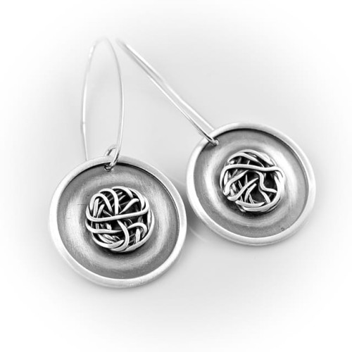 Długie kolczyki srebrne oksydowane Biżuteria Autorska GRZESIŃSKI