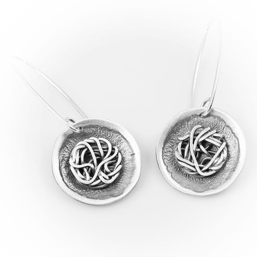 Długie kolczyki srebrne artystyczne