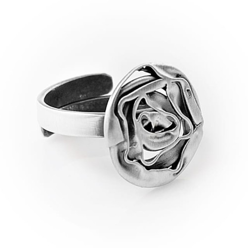 Pierścionek srebrny z różyczką Autorska Biżuteria Srebrna GRZESIŃSKI