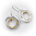 Kolczyki koła srebrne z nutą złota na zamykanym biglu