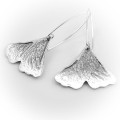 Kolczyki srebrne Liście Miłorzębu oksydowane Biżuteria Autorska GRZESIŃSKI