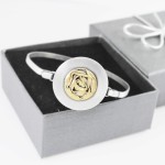 Bransoleta srebrna z różyczką pozłacaną