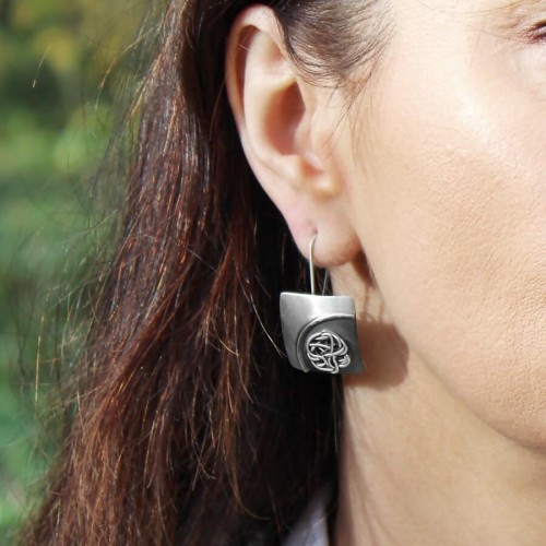 Kolczyki srebrne kwadraty Biżuteria Artystyczna GRZESIŃSKI