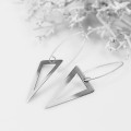 Długie kolczyki srebrne trójkąty ręcznie wycinane