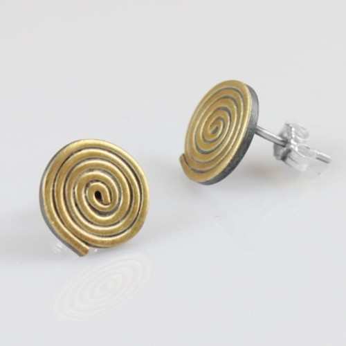 Pozłacane kolczyki na sztyfcie Autorska Biżuteria GRZESIŃSKI