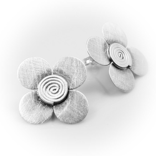 Autorskie kolczyki srebrne kwiaty Koniczynki