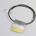 Naszyjnik srebrny handmade w odcieniach srebra, szarości i złota na rzemieniu