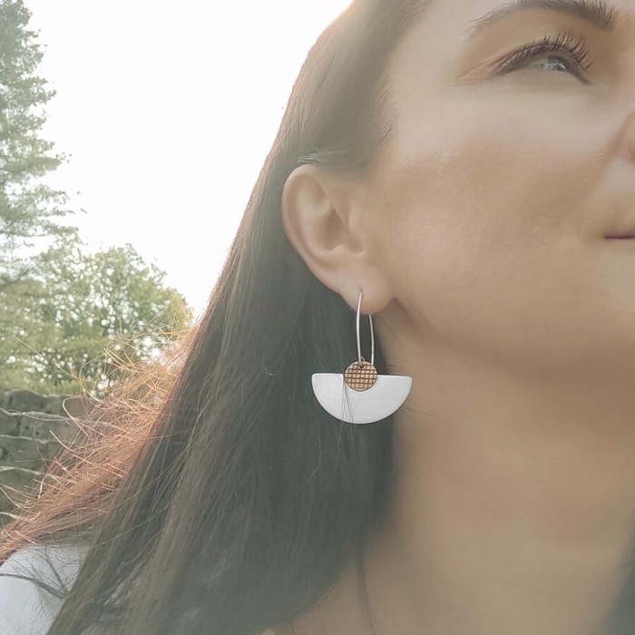 Piękne kolczyki srebrne wachlarze Biżuteria Autorska GRZESIŃSKI