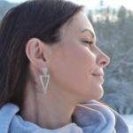 Ruchome długie kolczyki srebrne trójkąty