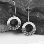 Długie srebrne kolczyki nowoczesne oksydowane