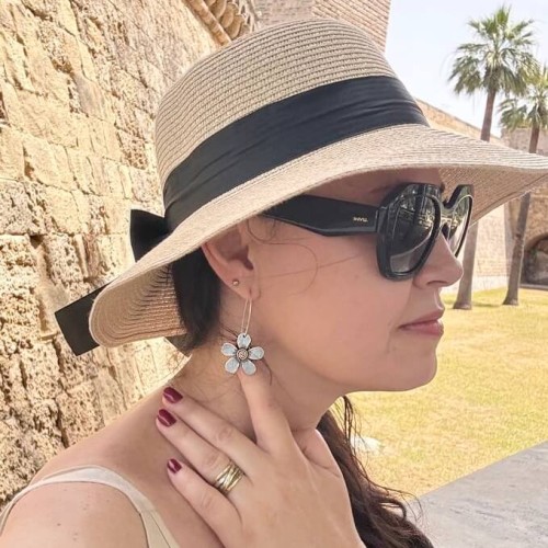 Długie kolczyki srebrne kwiatki Biżuteria Autorska GRZESIŃSKI