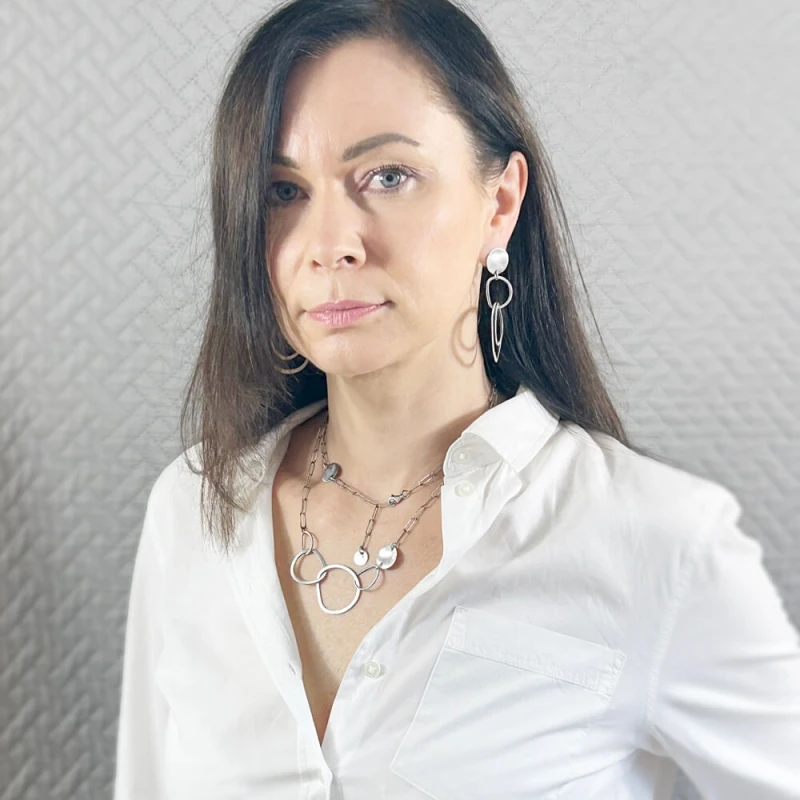 Długie srebrne kolczyki ręcznie wykonane
