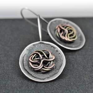 Kolczyki srebrne 925 handmade z misternym splotem