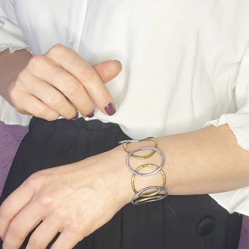 Biżuteria artystyczna handmade – bransoletka srebrno-mosiężna