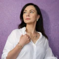 Naszyjnik srebrny z oksydą i elementami mosiądzu