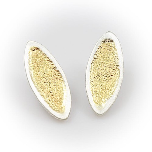 Kolczyki srebrne pozłacane łezki na sztyfcie Biżuteria Autorska GRZESIŃSKI