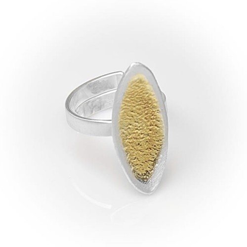 Pierścionek srebrny pozłacany z regulacją Biżuteria Autorska GRZESIŃSKI