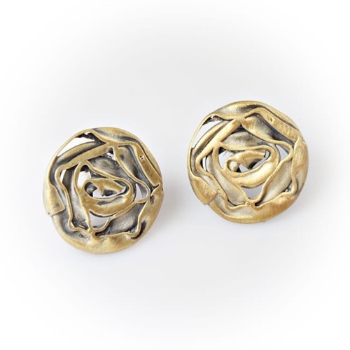 Srebrne kolczyki różyczki pozłacane Biżuteria Autorska GRZESIŃSKI