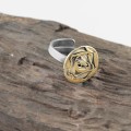 Pierścionek srebrny z różyczką pozłacaną Autorska Biżuteria Srebrna GRZESIŃSKI